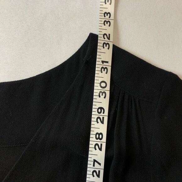 H&M V Neck Tunic Top Women 4 Black Semi-Sheer 3/4 Sleeves Blouse Keyhole Flowy - Picture 8 of 9